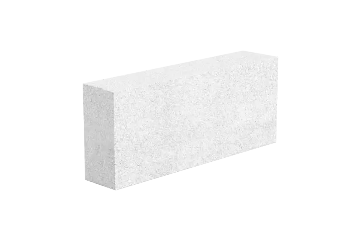 Biały, porowaty blok z betonu komórkowego Solbet, gotowy do budowy domu.